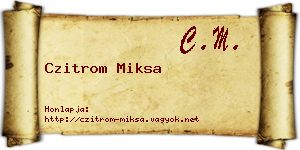 Czitrom Miksa névjegykártya